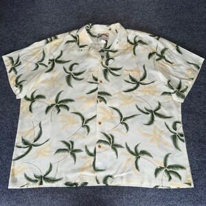 Paradise Found Hawaiian Shirt 3XL Rayon Tropical Palm Tree Short Sleeve‎ Aloha